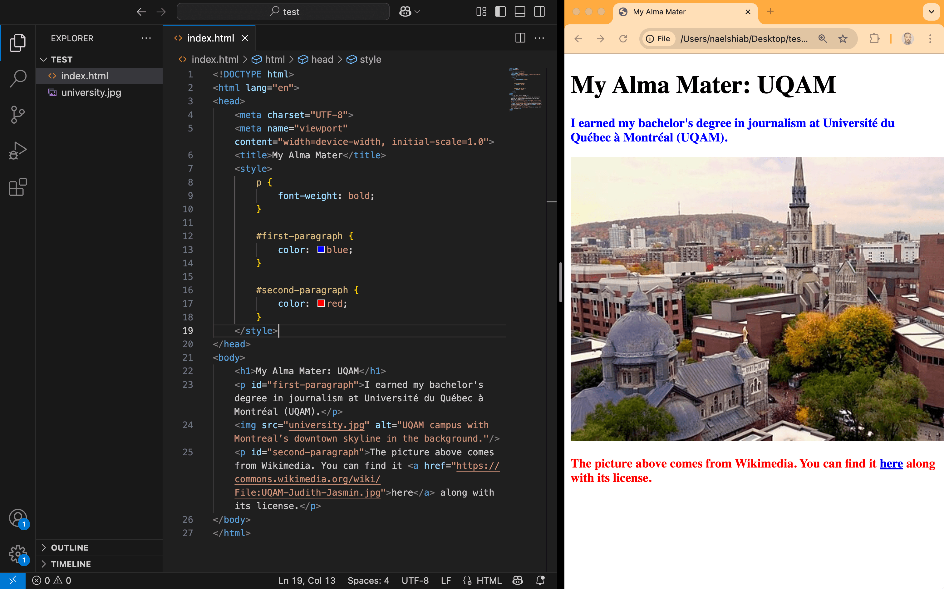 A screenshot showing CSS within a style element.